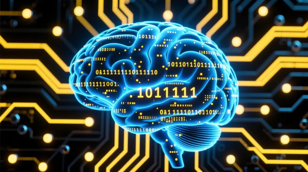 Abstract illustration representing AI search SEO in 2025 with digital search interface