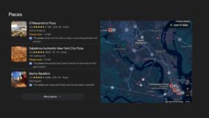 Google map pack showing three local business listings in search results